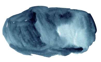 Sticker - Deep blue watercolor stain with gradient. Watercolor cloud	