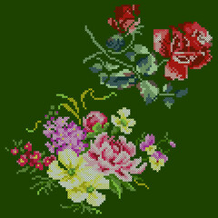 vintage embroidery flowers