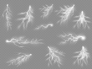 Wall Mural - set of zippers, thunderstorm and effect lightning.
