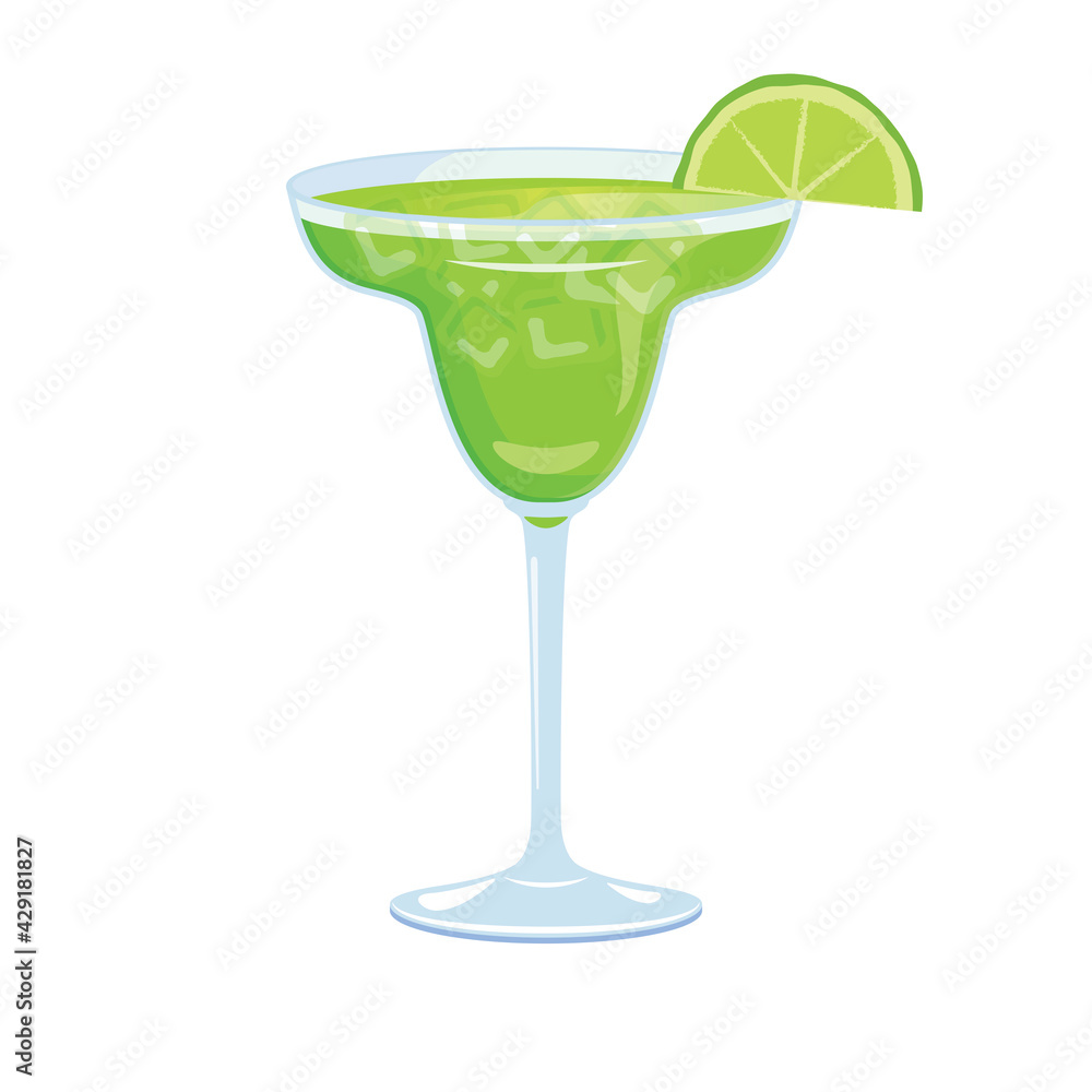 Margarita drink with lime icon vector. Alcoholic cocktail icon vector.  Glass of margarita vector. Green tequila drink icon isolated on a white  background Stock Vector | Adobe Stock, image size:1000x1000