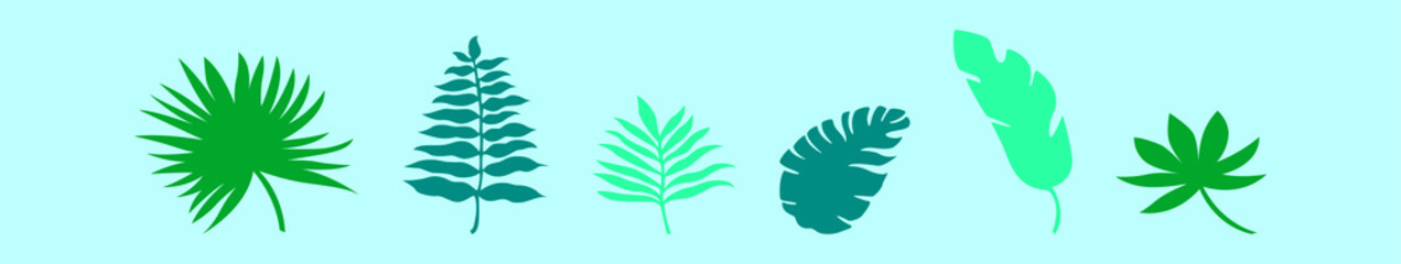 Canvas Print - set of palm leaf cartoon icon design template with various models. vector illustration isolated on blue background