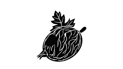 Wall Mural - Gooseberry icon animation isometric black object on white background
