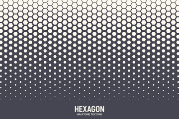 Canvas Print - Hexagonal Halftone Texture Vector Geometric Technology Abstract Background. Half Tone Hexagon Retro Colored Pattern. Minimal 80s Style Dynamic Tech Structure Wallpaper