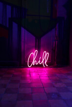 Pink Neon Sign Chill. Trendy Style. Neon Sign. Custom Neon. Home Decor.
