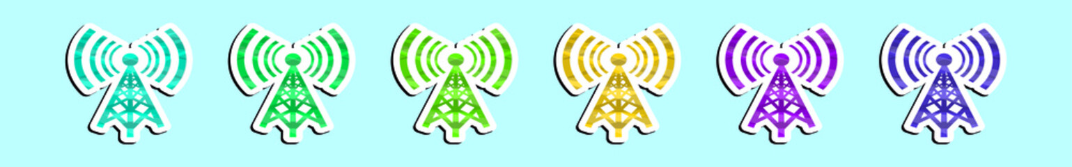 Wall Mural - set of cell tower cartoon icon design template with various models. vector illustration isolated on blue background