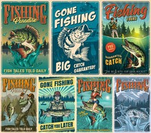 Fishing Vintage Posters Set