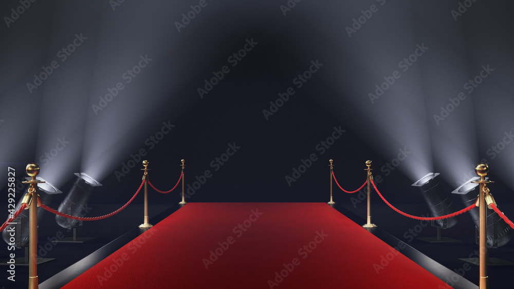 3d render red carpet on the black background Stock Illustration | Adobe ...