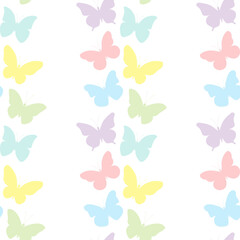 Wall Mural - Seamless pattern butterflies silhouettes colorful vector illustration