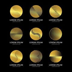 Wall Mural - Abstract Gold Round Shape Logo Design Set