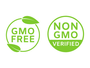 Leinwandbilder - GMO free icons. Non GMO labels. Healthy organic food concept. No GMO design elements for tags, product packag, food symbol, emblems, stickers. Healthy, eco, vegan, bio. Vector illustration