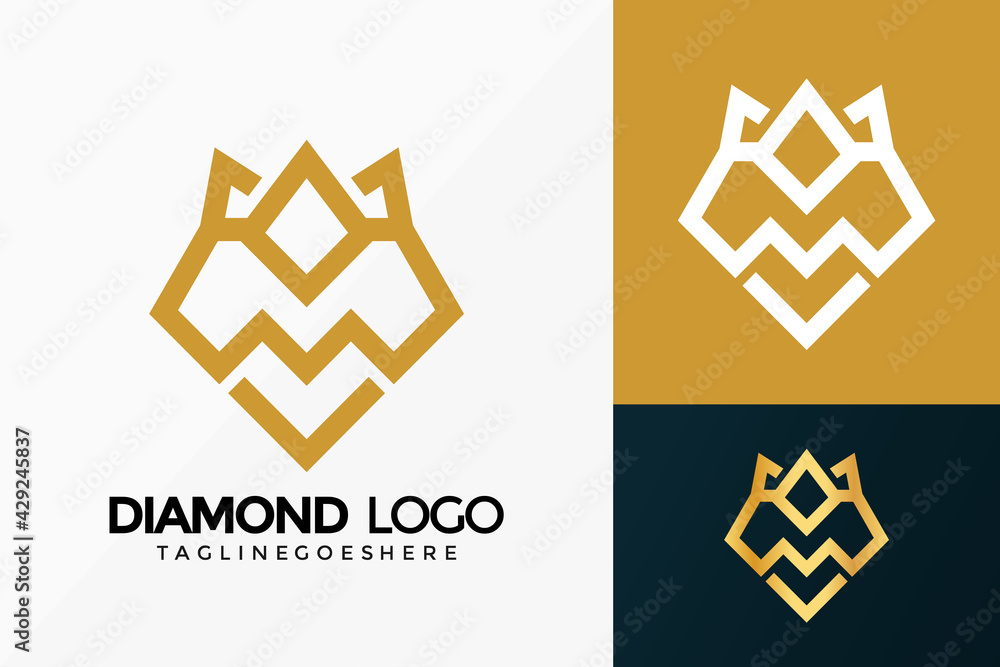 Premium M Diamond Crown Logo Vector Design. Abstract emblem, designs ...