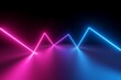3d render, abstract background with zigzag line glowing neon light, laser beam