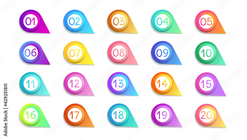 Number Pointer Bullet numbers. Infographic buttons and points. Icon with numbers from ...