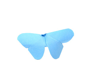 Wall Mural - Blue butterfly origami on white