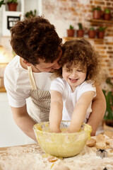 Wall Mural - daughter helps dad in the kitchen