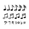 © Djoyotrue - Music notes hand drawn vector design isolated on white background. Set of music notes icon design in doodle style