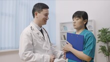 Male Doctor Flirting With Female Colleague, Sexual Harassment At Work, Abuse