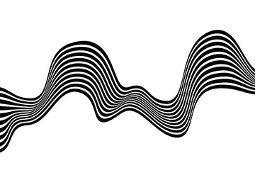 Abstract element with wavy, curved lines. Vector illustration of stripes with optical illusion.