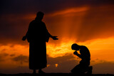 Fototapeta  - Jezus i modlący się mężczyzna