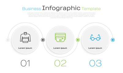 Poster - Set line Sweater, Waist bag of banana and Eyeglasses. Business infographic template. Vector