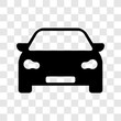 Car front icon. Black automobile symbol. Vector illustration. Transportation sign isolated on transparent background.