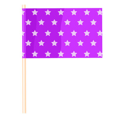 Wall Mural - Violet flag with stars on a wooden flagpole. Vector