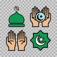 Wall Mural - set illustration of islamic icons. can be used for the month of ramadan, eid and eid al-adha. for lo