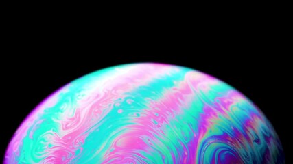 Wall Mural - Abstract background planet. Globe planet earth in galaxy universe space with sun on black background. Abstract colorful soap bubble