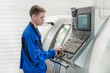 © Николай Амосеев - Machine control panel CNC. Metalworking milling machine. Cutting metal modern processing technology