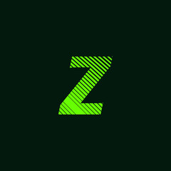 letter Z cursive texture in green color with slanted lines, speed and movement