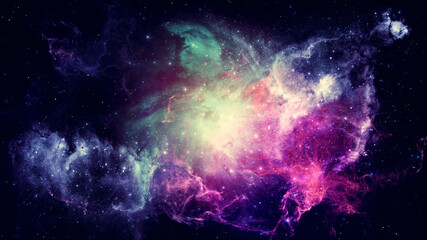 Wall Mural - Nebula Colorful Travel with Star Glow Background. This Clip is a tube galaxy with star glow and  light dark deep.