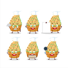 Poster - Cartoon character of ice cream melon cup with various chef emoticons