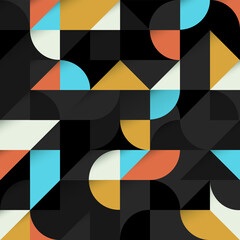 Aufkleber - Orange and blue abstract Geometric Shapes Background. Seamless Vector