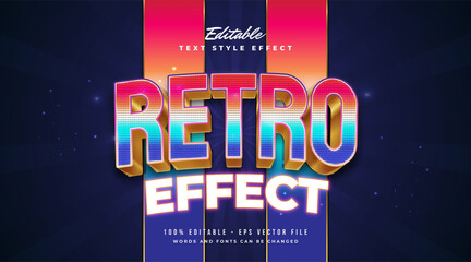 Wall Mural - colorful retro text with pixel game style and glowing neon effect. editable text style effect