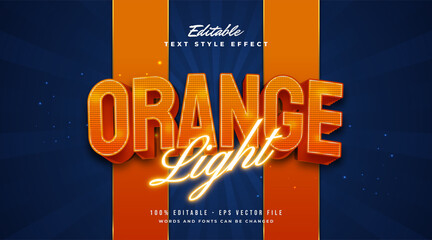 Wall Mural - orange light text style with glowing neon and embossed effects. editable text style effect