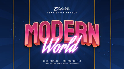 Wall Mural - colorful modern world text style with embossed and neon effect. editable text style effect