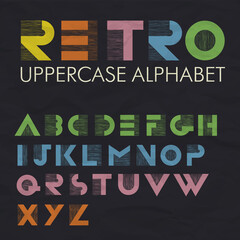 Wall Mural - Colorful Retro Uppercase Alphabet. Wide decorative vintage letters.