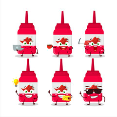 Canvas Print - Hot sauce cartoon character with various types of business emoticons