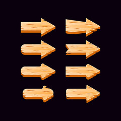Wall Mural - game ui wooden arrow button collection