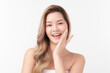 © kitthanes  - Beautiful young asian woman with clean fresh skin on white background, Face care, Facial treatment, Cosmetology, beauty and spa, Asian women portrait