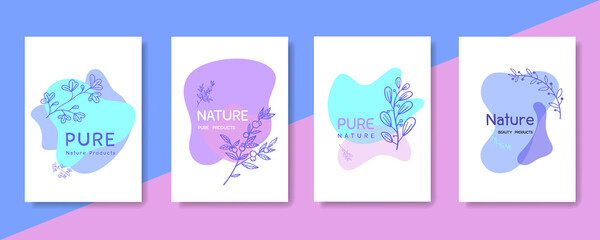 Wall Mural - abstract set floral backgrounds for instagram posts. vector templates in boho style with copy space 