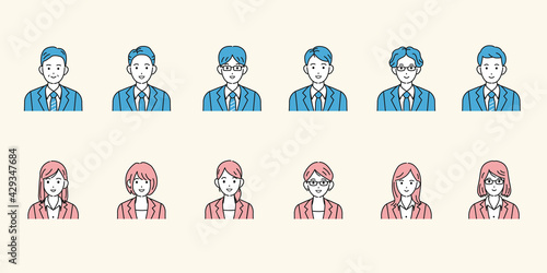 スーツ姿の男女 人々 会社員 アイコンセット