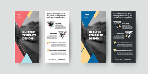 Canvas Print - vector dl flyer template with color design isolated on white and black background. set