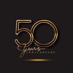 Wall Mural - 50 Years Anniversary Logo Golden Colored isolated on black background, vector design for greeting card and invitation card