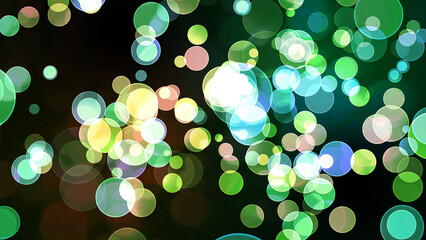 Colorful blue green light bubble divine dimension bokeh blur absract