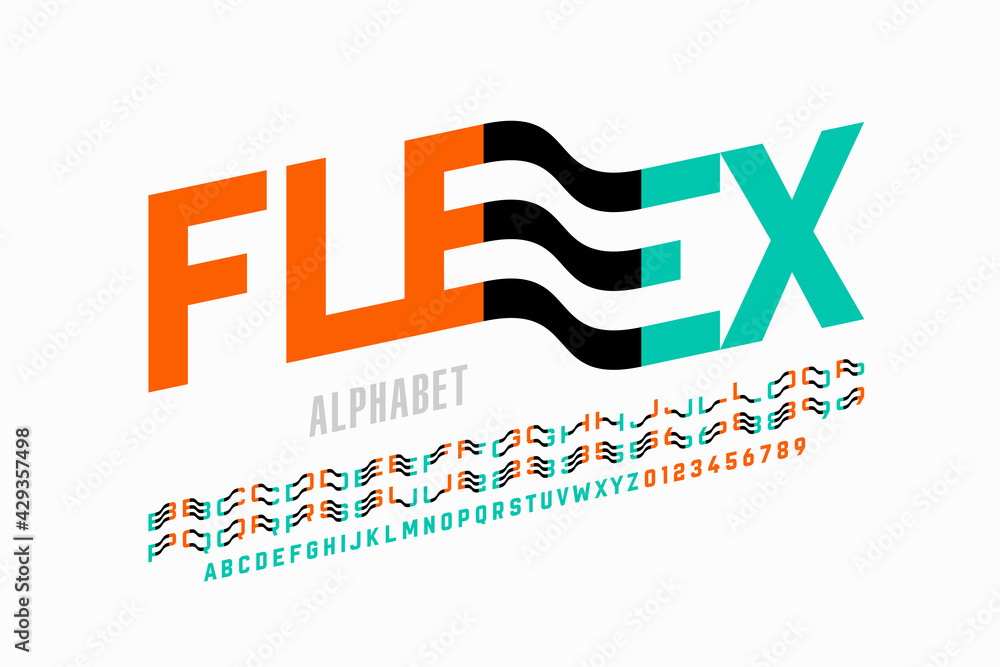 Modern font design with some alternate letters, alphabet and numbers - obrazy, fototapety, plakaty 