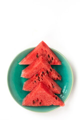 Wall Mural - Slice of watermelon on white background