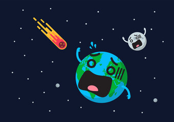Wall Mural - giant asteroid is approaching to frightening earth