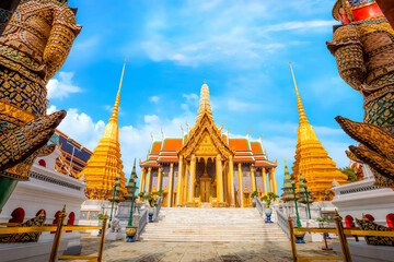 Sticker - Wat Phra Kaew in Bangkok, Thailand is a sacred temple and it's a part of the Thai grand palace, the Temple that houses an ancient Emerald Buddha