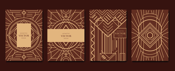 Gold and Luxury Invitation card design vector. Abstract geometry frame and Art deco pattern background. Use for wedding invitation, cover, VIP card, print, poster and wallpaper. Vector illustration.
